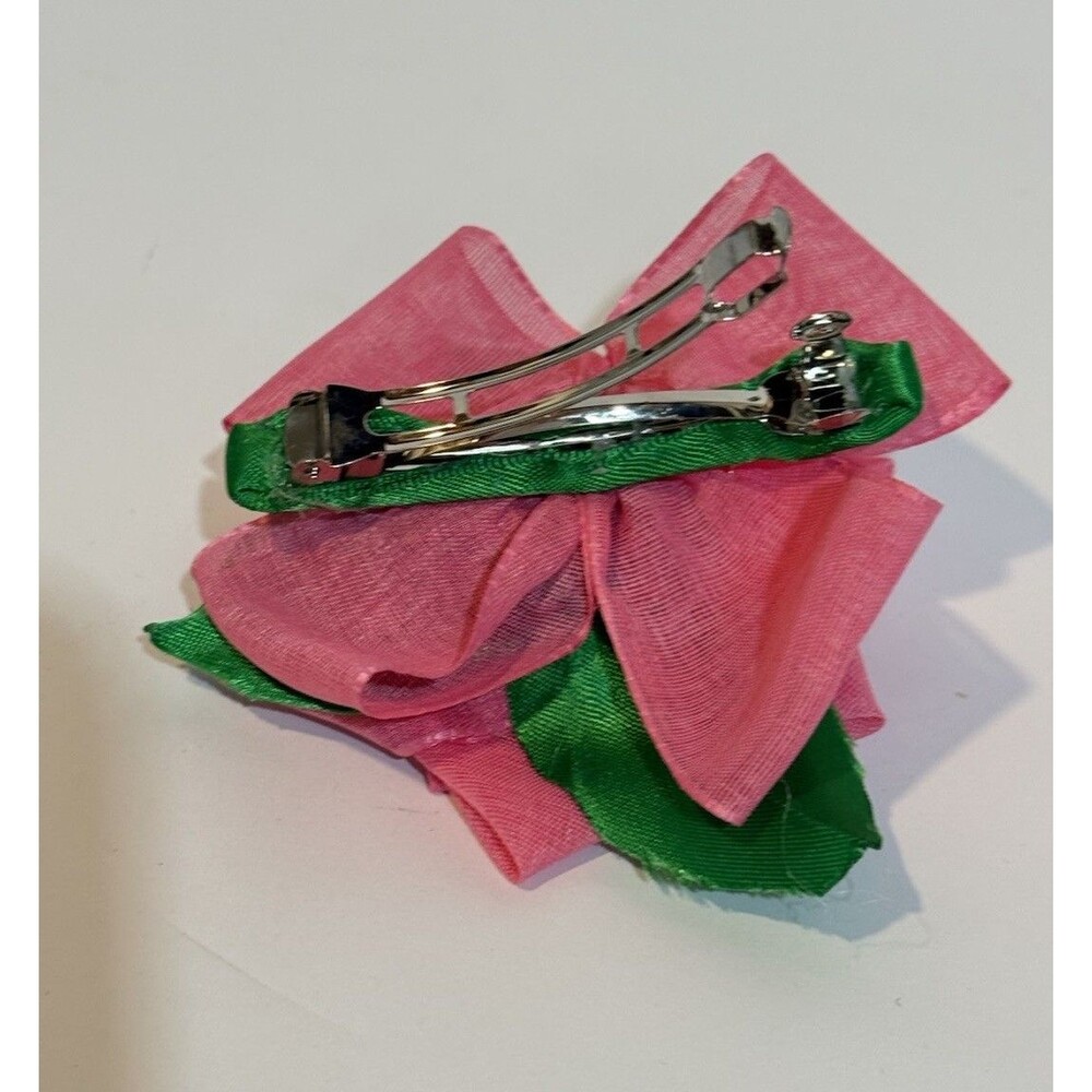 Women’s Pink Rose Flower Hair Clip Barrette Floral Hair Handmade Accessory - Picture 4 of 9
